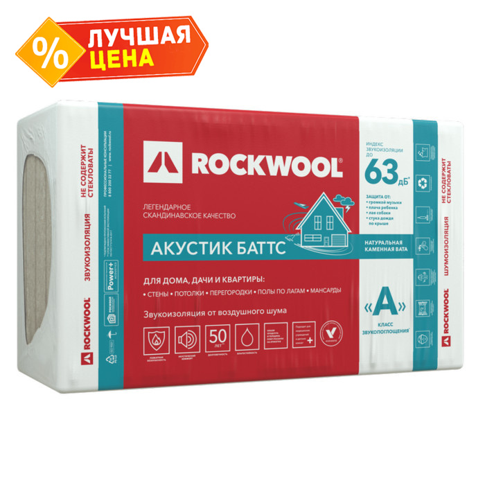 Утеплитель Роквул Акустик Баттс 100х600х1000